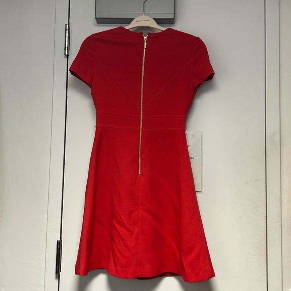 ELIZA J Crepe A-Line Red Dress, Short Sleeve, Size 2 - Picture 3 of 4